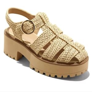 Women's Elide Raffia Fisherman Platform Heels with Memory Foam Insole